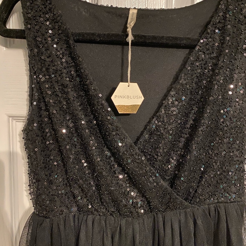 Black Sequin Bodice Tulle Maternity Dress